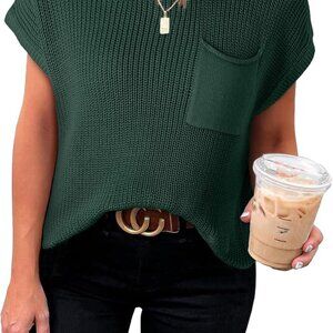 Women's Casual Short Sleeve Loose Tunic Tops Lightweight Knit Spring Pullover Sw